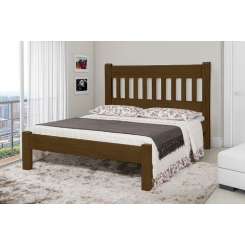 Cama de Casal Imperial de Madeira Maciça Tauari - Cor Castanho