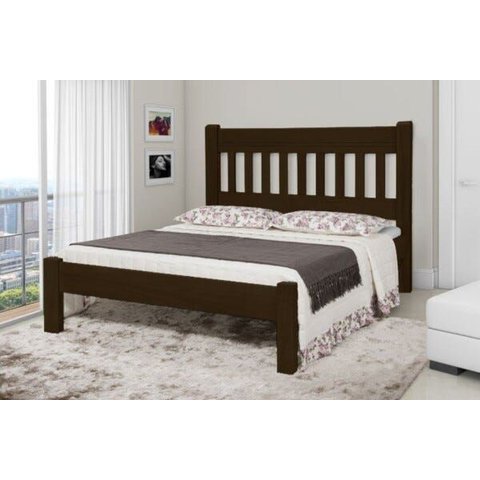 Cama de Casal Imperial de Madeira Maciça Tauari - Cor Tabaco