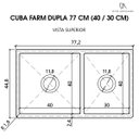Ver imagem 5 de Cuba Dupla Cozinha Farm Sink 77 cm Estilo Fazenda Avental