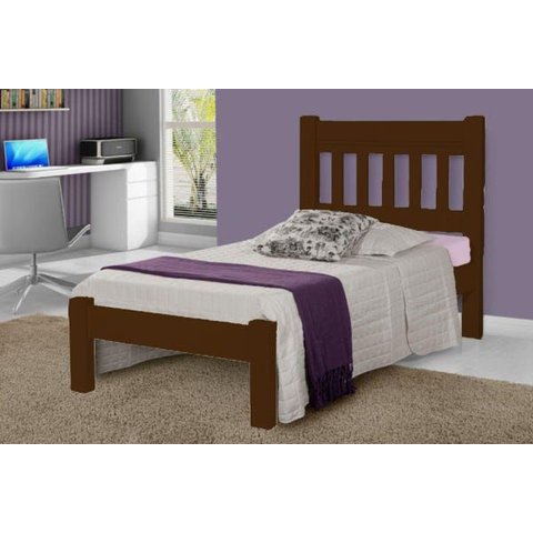 Cama de Solteiro Imperial de Madeira Maciça Tauari - Cor Castanho