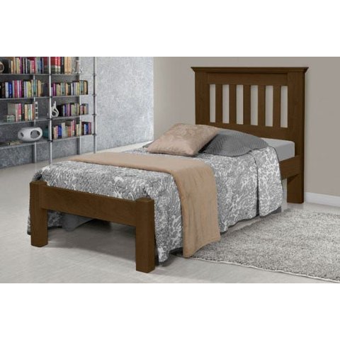 Cama de Solteiro Texas de Madeira Maciça Tauari - Cor Castanho