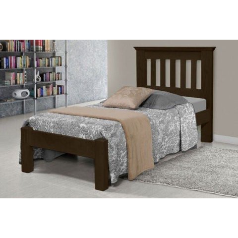 Cama de Solteiro Texas de Madeira Maciça Tauari - Cor Tabaco