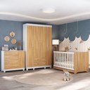 Ver imagem 1 de Quarto de Bebê Completo com Berço Americano 3 em 1 Allegra Multimóveis Mp4582 Branco/madeirado