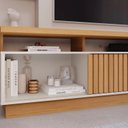 Ver imagem 5 de Estante Ripada para TV até 65 Polegadas 100% MDF com 2 Portas e Prateleiras 218x191x45cm