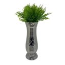 Ver imagem 1 de Vaso alto luxo com trabalhado prata e planta artificial