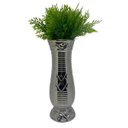 Ver imagem 4 de Vaso alto luxo com trabalhado prata e planta artificial