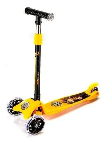 Patinete Com Capacete + Acessórios de Proteção Três Rodas Led Infantil - 3