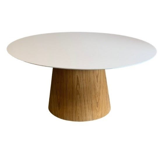 Mesa de Jantar Cone Oval 160x90cm Base Laminada em Madeira Freijó - Branco - 1