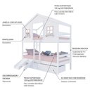 Ver imagem 4 de Beliche Casinha Dos Sonhos com 02 Gavetas Kit Escada/ Escorregador Madeira Maciça Branco/ Rosa