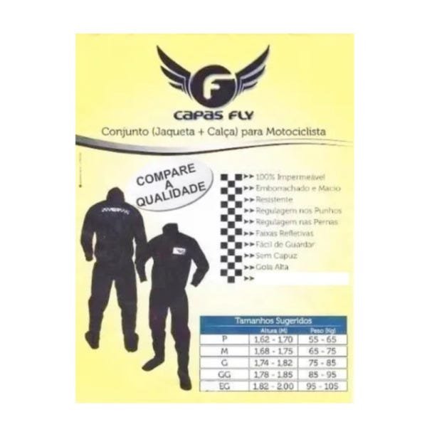 Conjunto Capa De Chuva Jaqueta e Calça FLY Moto Masculina - GG - 4