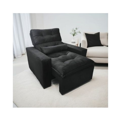 Poltrona do Papai Retrátil e Reclinável em Tecido Suede:preto