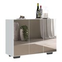 Ver imagem 1 de Aparador Buffet 4 Portas Com Espelho E Pés Quadrados Vegas V3560 Branco/Preto Branco/Preto