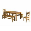 Ver imagem 2 de Conjunto Sala de Jantar Mesa 180cm 2 Cadeiras e 2 Bancos Madeira Maciça Ventimiglia Yescasa Marrom/Nogueira
