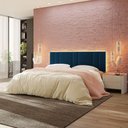 Ver imagem 1 de Cabeceira Estofada Cama Casal King Size Led Splend 200 Cm Veludo Azul Marinho