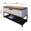 Ver imagem 6 de Sapateira Banco para hall de entrada com almofada estilo industrial com porta branca moderno MDF 84