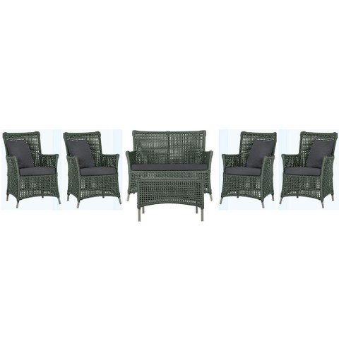 Jogo Sofá 4 Poltronas e Mesa Igapó Fendi E11 Trama Original Verde
