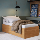 Ver imagem 3 de Bicama Solteiro Vira Casal Mdf Incluso 2 Colchões 3 em 1:nature