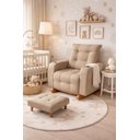 Ver imagem 4 de Poltrona de Amamentação com Puff Paris Cadeira Quarto de Bebê Confortável Bege Suede