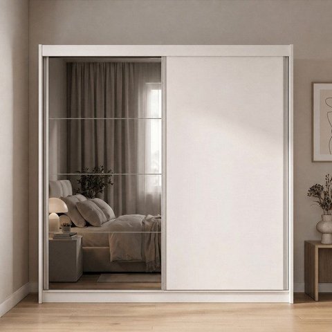 Guarda-Roupa 2 Portas de Correr com 1 Espelho e 3 Gavetas Vit