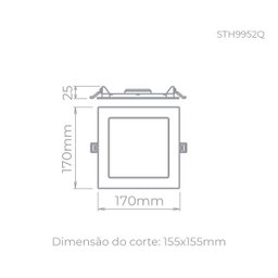 Luminária LED Painel Embutir 17x17cm 12W 3000K Sth9952Q/30 Stella Cor:3000K Branco Quente;Voltagem: - 4