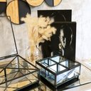 Ver imagem 2 de Porta Joias De Vidro Transparente Metal Preto com Espelho 13,5x6cm KV0241 BTC