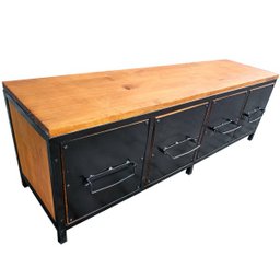 Rack Baixo de Ferro e Madeira - Estilo Industrial com 4 Gavetas - 3