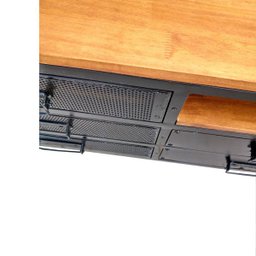 Rack Estilo Industrial de Ferro e Madeira - com 4 Rodízios, 8 Gavetas e 1 Prateleira - 6