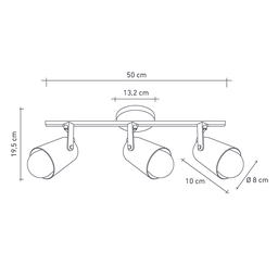 Spot Trilho de Sobrepor Moderno Direcionável Fokus 3 Lâmpadas E27 Bivolt:Preto/110V/220V - 3
