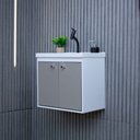 Ver imagem 3 de Kit Armário para Banheiro 50cm Mdf com Cuba + Espelheira - Bergamo Gianduia