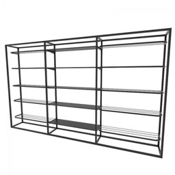 Arara closet, estilo industrial, guarda roupas aberto com 28 peças preto fbprp143 - 1