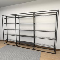 Arara closet, estilo industrial, guarda roupas aberto com 28 peças preto fbprp143 - 2