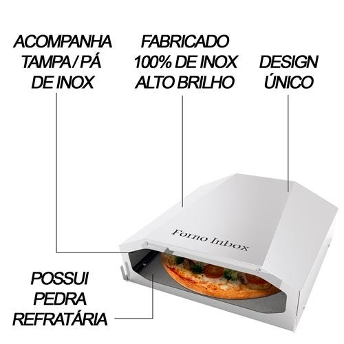 Forno de Pizza Inox Refratário Para Fogão Italiano - 4