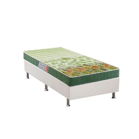 Cama Box Solteiro Colchão Espuma Anjos D28/EP Anatômico Pantanal + Base CRC Courano White(88x188)