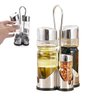 Galheteiro de Vidro 4 Peças Vinagre Pimenta Sal Azeite Suporte Mesa Restaurante Casa Condimento Temp - 1