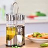 Galheteiro de Vidro 4 Peças Vinagre Pimenta Sal Azeite Suporte Mesa Restaurante Casa Condimento Temp - 9
