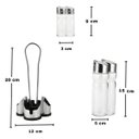 Ver imagem 5 de Galheteiro de Vidro 4 Peças Vinagre Pimenta Sal Azeite Suporte Mesa Restaurante Casa Condimento Temp