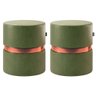Kit 02 Puffs Bancos Decorativos Redondo Porto 49x43cm Corano Verde - Abmaza - 1