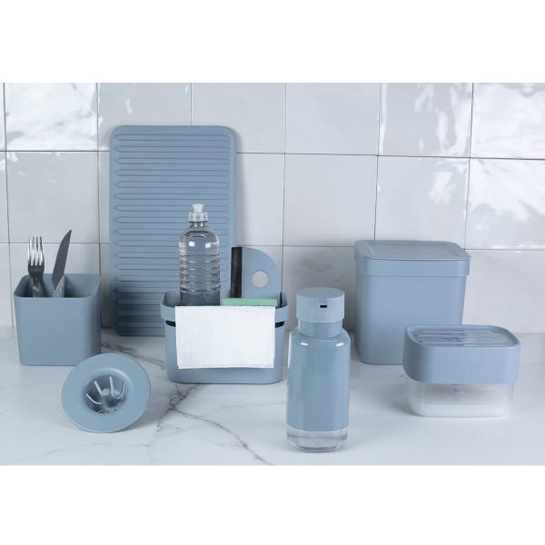 Kit Organizadores De Pia Cozinha Dispenser De Detergente Rodinho E Organizador Azul Glacial OU - 8