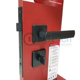 Fechadura 3F 840B817PF Banheiro Quadrada Preto Fosco 55mm - 2