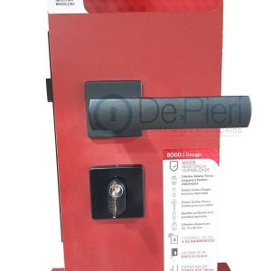 Fechadura 3F 840E81755PF Externa Quadrada Preto Fosco 55mm