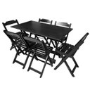 Ver imagem 1 de Conjunto Mesa de MDF 120x70 com 6 Cadeiras Dobráveis Preto