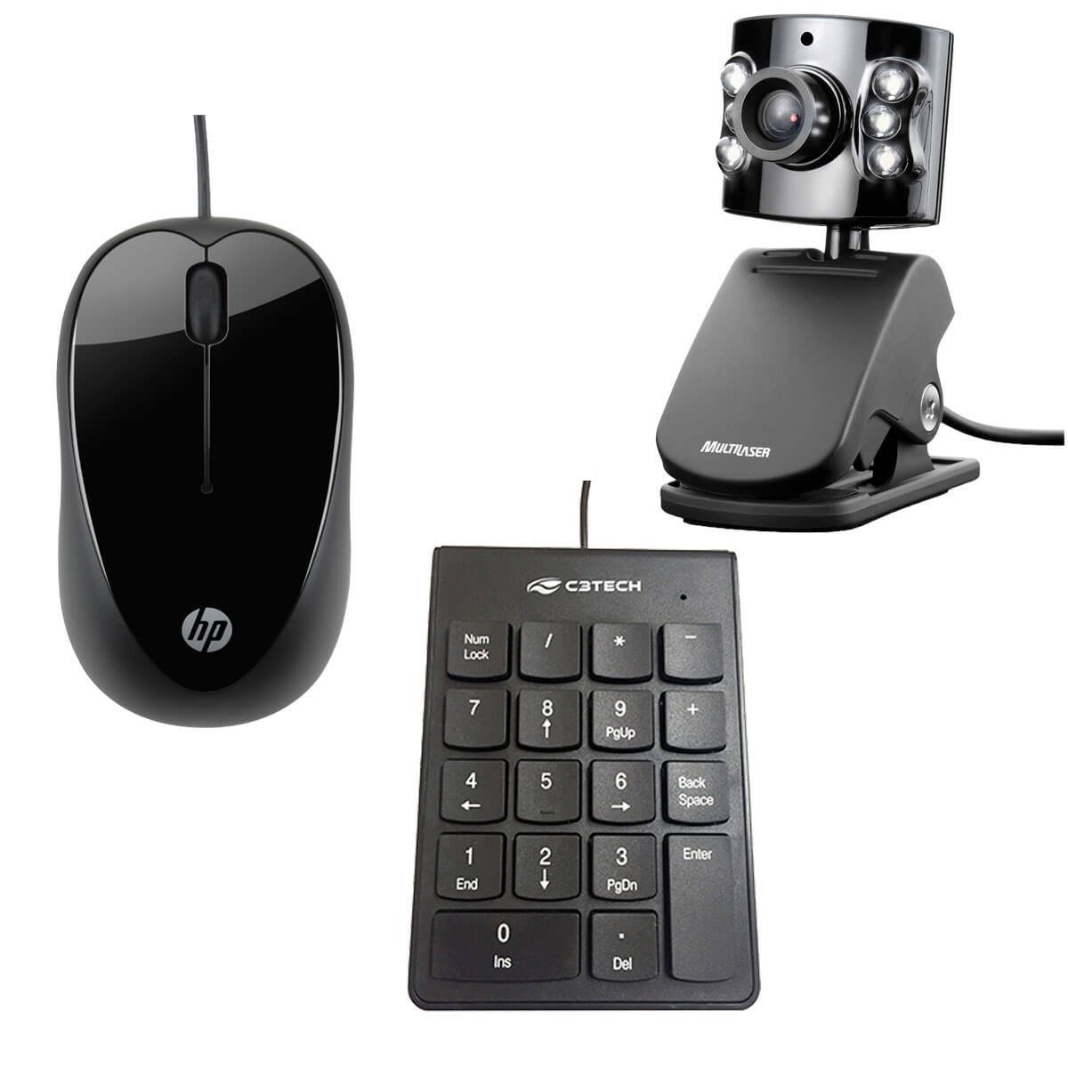 Kit Teclado Numérico KN10 + Mouse + cam WC040 MadeiraMadeira