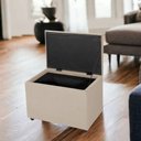 Ver imagem 2 de Puff Baú 60cm Porta Brinquedo Organização Assento Decorativo Cor:bege