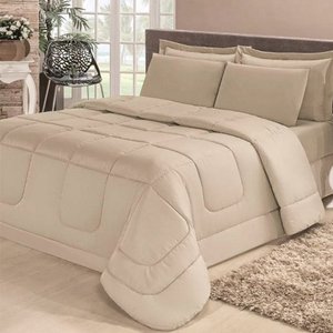 Edredom Quality Casa Dona Dupla Face Casal Queen 240x210cm Bege
