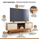 Ver imagem 6 de Rack Bancada TV até 65 Polegadas Atlas 2 Portas Deslizantes - Cinamomo/Offwhite