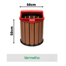 Lixeira Coleta Seletiva 50cm E 65L Madeira Plástica:Vermelho - 2