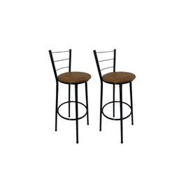 Kit 2 Banqueta Alta Preta Cozinha Gourmet Americana Balcão:marrom Claro - 1