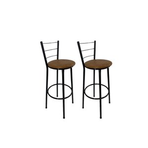 Kit 2 Banqueta Alta Preta Cozinha Gourmet Americana Balcão:marrom Claro