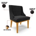 Ver imagem 3 de Kit 8 Cadeiras Estofadas para Sala de Jantar Base Fixa de Madeira Castanho Lia Suede Preto - Ibiza