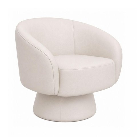 Poltrona Giratória Solis Courino Off White - Sallar Home